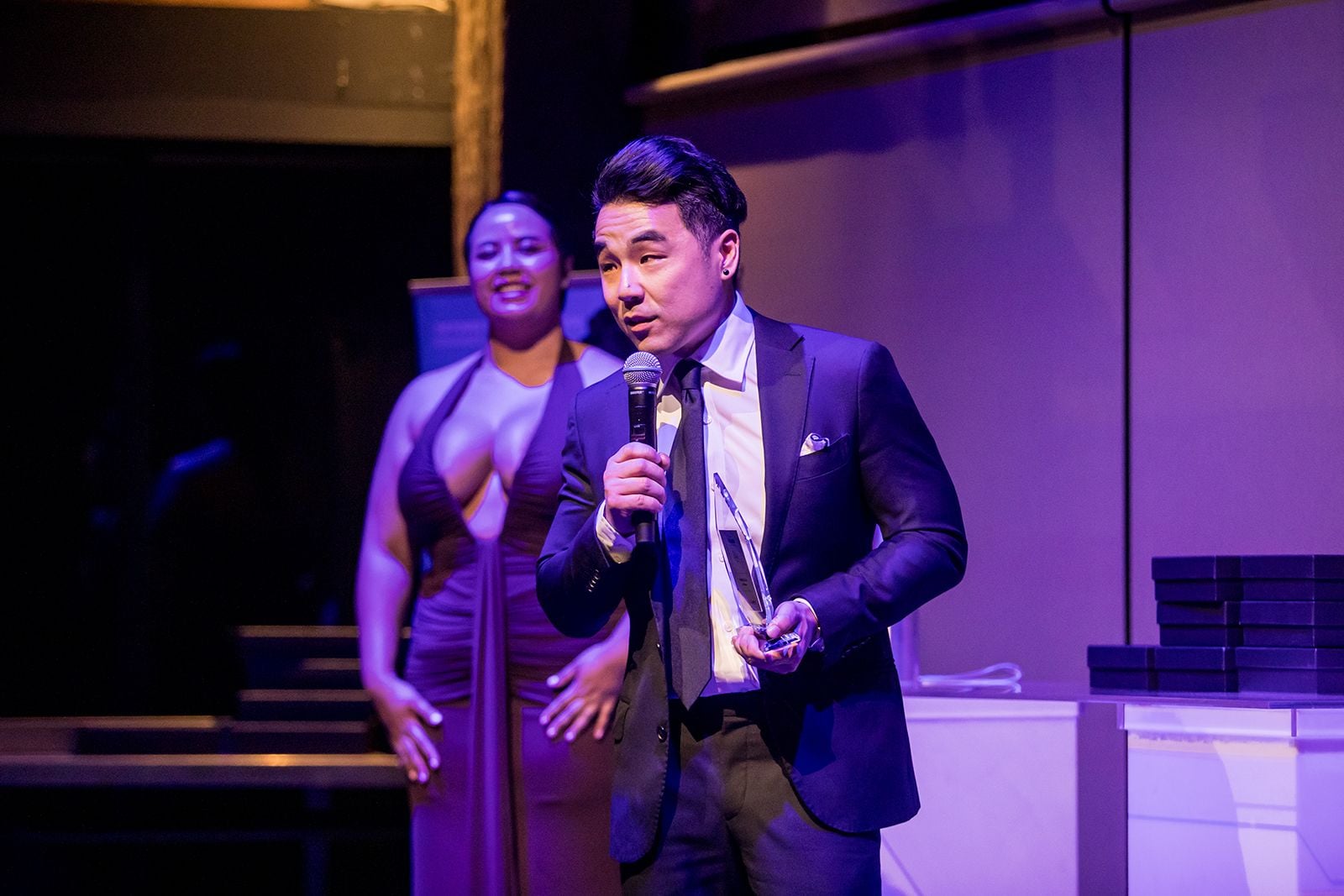 2025 Sydney Young Entrepreneur Awards Gala dinner Winners accepting trophies on stage at the 2025 Sydney Young Entrepreneur Awards